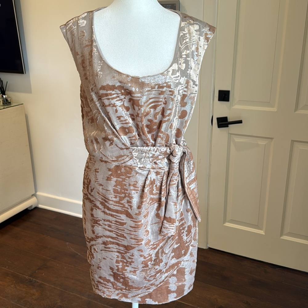 Cynthia Steffe - Josie Burnout Blush & Champagne Gold Metallic Dress - Size: 2 - Picture 2 of 9